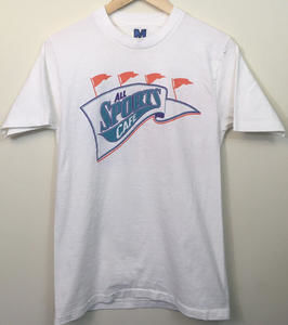 VTG Single Stitch Tshirt All Sports Cafe Stadium Court MEDIUM Double Sided White